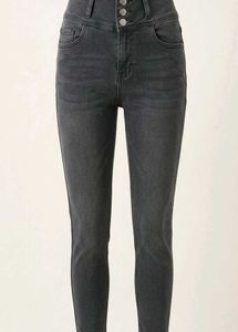 Dark Grey High-Waist Skinny Jeans