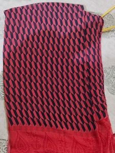 Pink &amp; Navy Geometric Print Saree