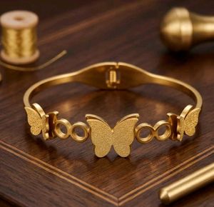 Anti Tarnish Gold Butterfly Bangle Bracelet