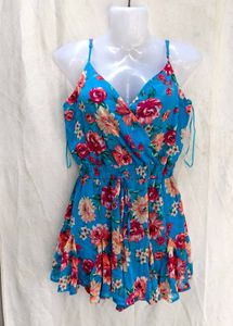 Blue Floral Print Summer romper