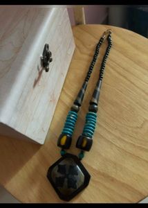 Handcrafted wooden necklace with beads