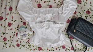 White Corset Style Top with Embellishments