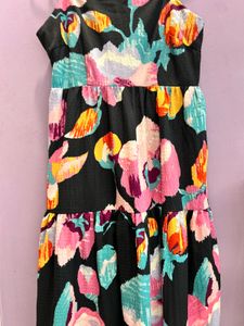 Black Floral Tiered Maxi Dress