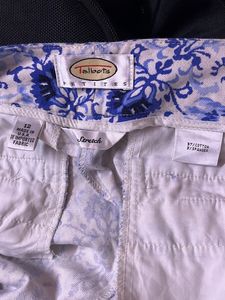 It Is A Cotton Stretch Trousers . Blue Motives With White Base. It Is Slightly Stretchable. Comfortable Fit. Grab It Fast !