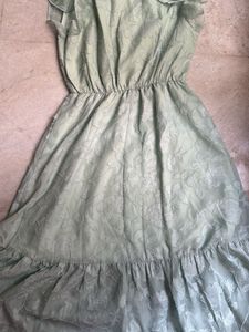 Newme Light Green Embroidered Midi Dress
