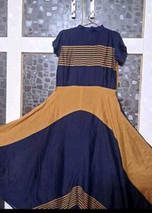 👗Stylish Blue &amp; Ochre Gown dress