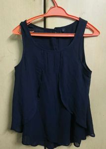 Navy Blue Sleeveless Flowy Top