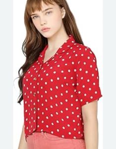 Stylish Crop Shirt Front Button With Knot