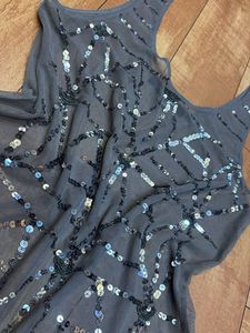 Sheer grey sequin top