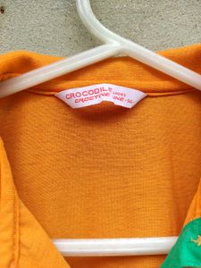 Orange Polo T-Shirt with Green Trim