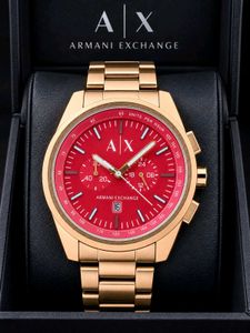 Armani Exchange Gold Watch - Red Dial