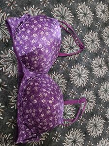Purple Floral padded Print Bra