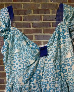 Blue Patterned Peplum Top