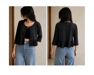 New Black Ruffled Cropped shrug
