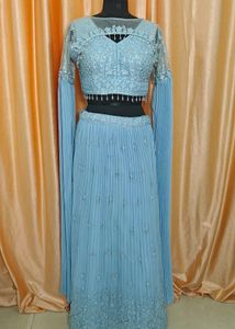 Indowestern  Blue Lehenga Choli Set