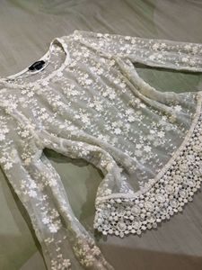 Sheer Floral Lace Long Sleeve Top