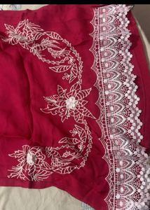 Elegant pink Kurta with White Embroidery
