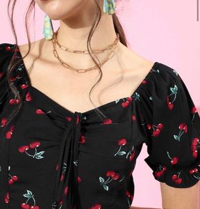 Cherry Print Tie-Front Dress
