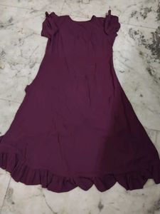 Chic Purple Ruffle Hem Midi Dress