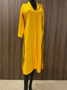 Yellow Embroidery Long Shrug