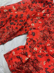 Red Floral Off-Shoulder Puff Sleeve Top