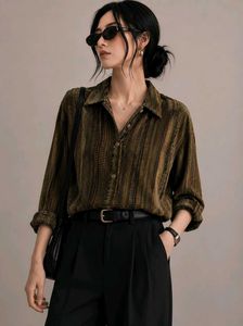 ✨💚🖤Stylish Striped Button-Down Shirt✨💚🖤
