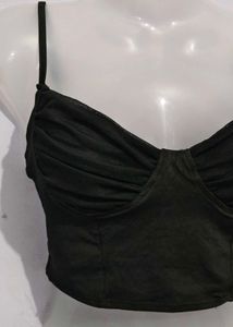 Chic Black Ruffled Bustier Top