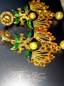 DAZZLING GOLD PEACOCK EARRINGS
