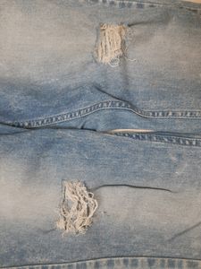Low Rise Blue Ripped Demins