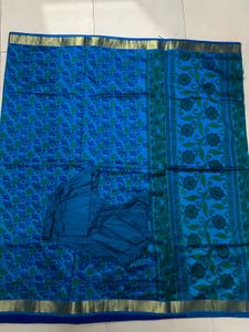 Blue Floral Print Saree