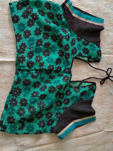Maroon Brocade Blouse with Gold Polka Dots
