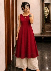 Red Sleeveless fit & flare kurti