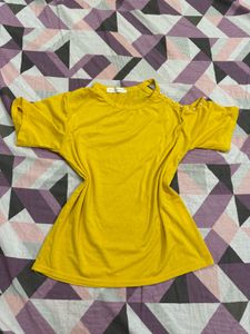 Mustard Yellow Cold Shoulder Top