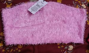 L size Pink Faux fur Tube Top