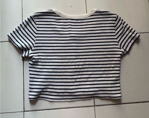 Striped Button-Up Crop Top