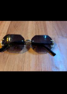 Glamorous Faceted Rimless Sunglasses