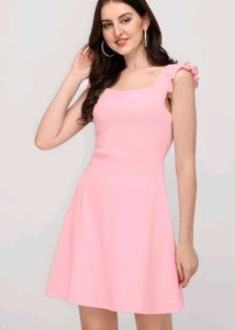 Pink Ruffle Sleeve Mini Dress