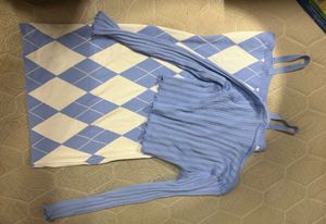 Argyle Print Knit Dress &amp; Cardigan Set
