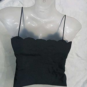 Black ❤️‍🔥Scalloped Strap Tank Top