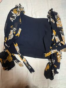 Chic Floral Print Puff Sleeve Top