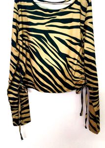 Trendy Zebra Print Ruched Top