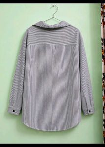 Oversized Striped Button-Down Shirt