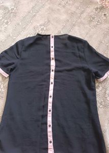 Sheer Black Top with Pocket Detail