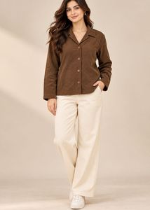 Brown Collared Button-Up Jacket