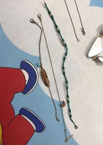 Set of 2 necklace,3 anklets,1 stone bracelate,2