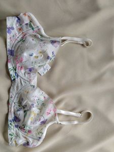Light Blue Floral Embroidered Bra