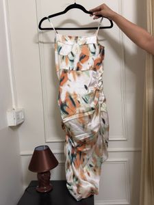 Satin Ruched Midi Dress
