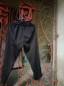 Black Pant With Belt And Pink Ribbed Crop Top