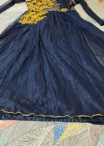 Navy Blue Anarkali Gown With Attatch Dupatta