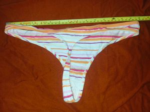 Striped Cotton Thong Panty